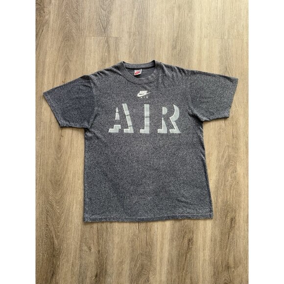 Rare Vintage 80s Nike Swoosh Air Shadow Style Grey Shirt Medium Sport Basketball - Picture 1 of 8
